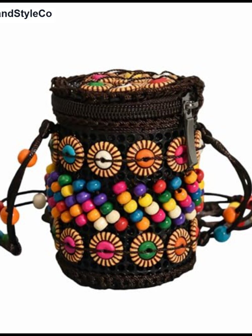Boho Beaded Crossbody Bag Woven Crochet Hippie Purse for Women